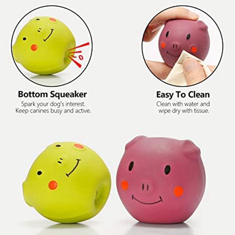 Girgždantys šunų žaislai – mieli, juokingi kiaulės latekso šunų kamuoliukai, skirti mažiems šuniukams ir vidutiniams augintiniams (6 pakuotės)