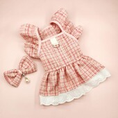 1 komplekta mājdzīvnieka kleita ar vilkšanas gredzenu, lidojošām piedurknēm, priekšgala galvassega mākslīgās pērles kulonu dekors, kaķu suņu princeses kleita, mājdzīvnieku piederumi