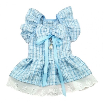 1 komplekta mājdzīvnieka kleita ar vilkšanas gredzenu, lidojošām piedurknēm, priekšgala galvassega mākslīgās pērles kulonu dekors, kaķu suņu princeses kleita, mājdzīvnieku piederumi