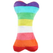 Jauka varavīksnes kaula suņa plīša rotaļlieta Krāsaina suņa vokāla rotaļlieta izturīga suņa zobu slīpēšanas izturīga pret sakodienu, kauliem pildīti plīša piederumi mājdzīvniekiem