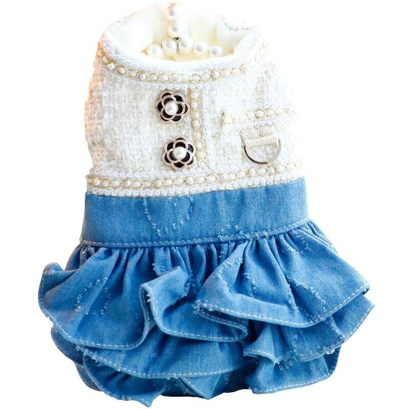 Prabangūs žiemos šunų paltai princesės šunų suknelės Elegantiški šunų drabužiai mažiems šunims su pavadėliu D žiedu