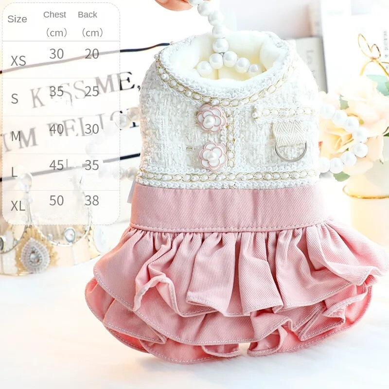 Prabangūs žiemos šunų paltai princesės šunų suknelės Elegantiški šunų drabužiai mažiems šunims su pavadėliu D žiedu