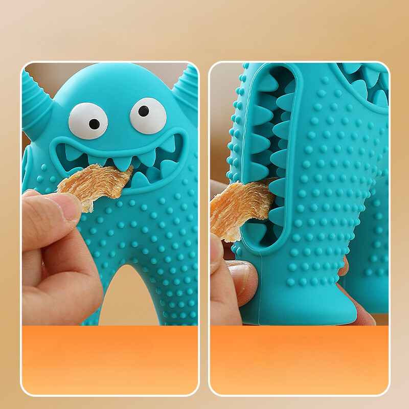 Šunų krūminiai žaislai, maistiniai silikoniniai BPA mieli maži monstrai šunų dantų valymas interaktyvus įkandimui atsparus garsui žaislas naminiams gyvūnėliams