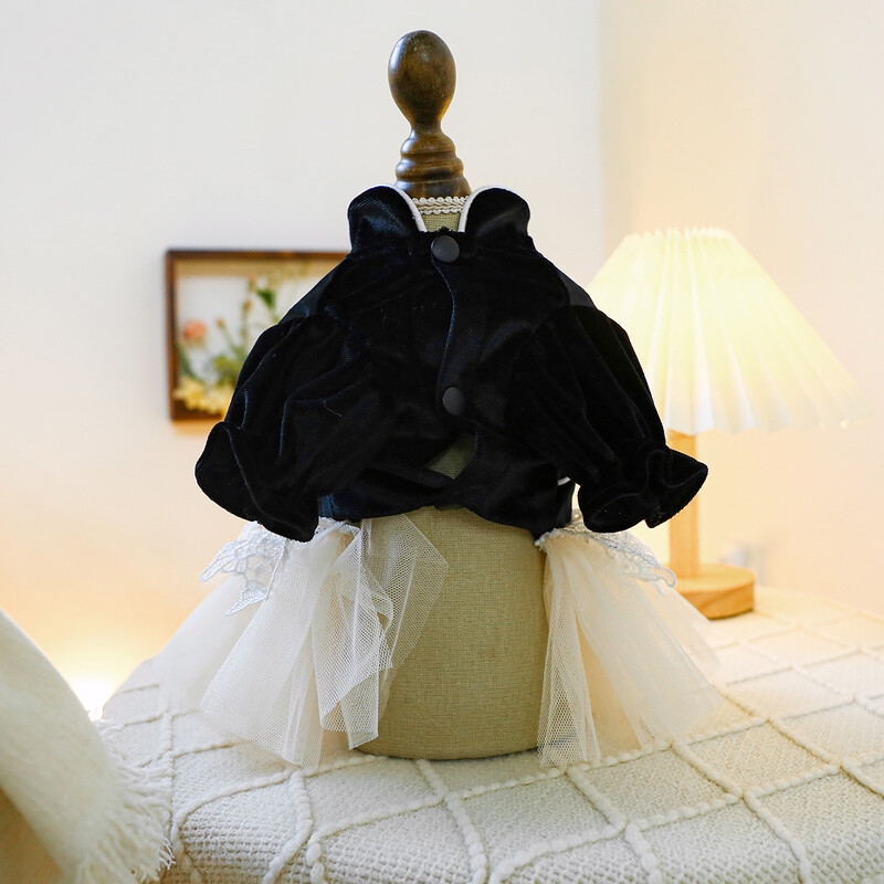 1 ks Oblečenie pre domáce zvieratá, mačka, jar, jeseň, čierne, princeznovské šaty v čínskom štýle s trakčnou prackou, vhodné pre malé a stredne veľké psy