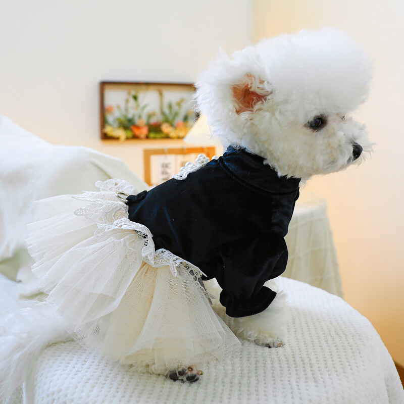 1 ks Oblečenie pre domáce zvieratá, mačka, jar, jeseň, čierne, princeznovské šaty v čínskom štýle s trakčnou prackou, vhodné pre malé a stredne veľké psy