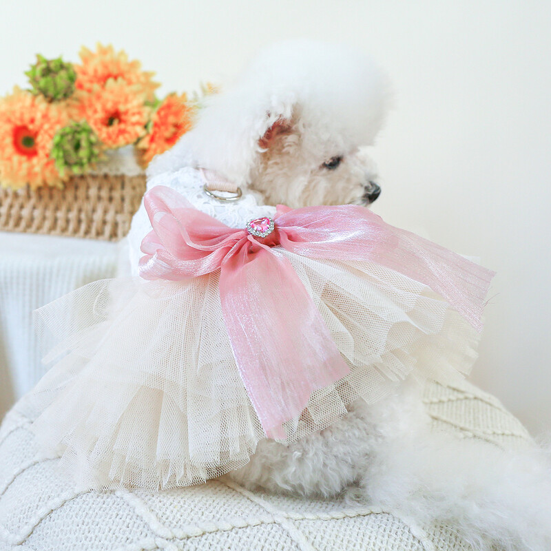 1 vnt. augintinio drabužiai katės vasarinė balta vestuvinė suknelė princesė suknelė su traukiama sagtimi, tinka mažiems ir vidutinio dydžio šunims