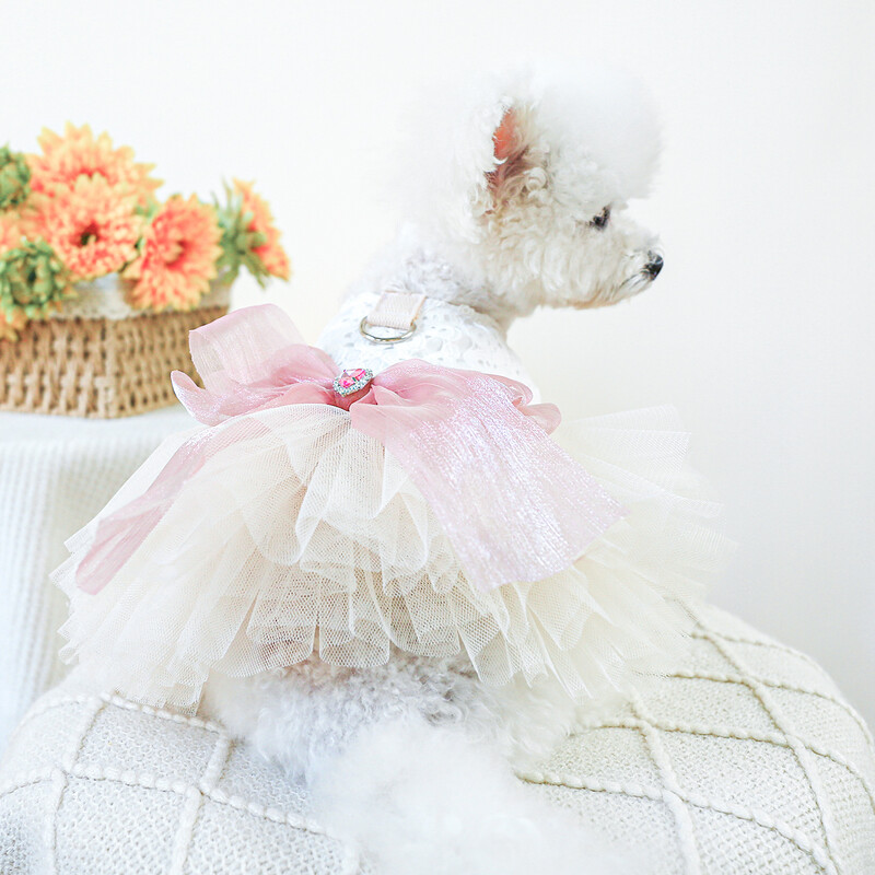 1 vnt. augintinio drabužiai katės vasarinė balta vestuvinė suknelė princesė suknelė su traukiama sagtimi, tinka mažiems ir vidutinio dydžio šunims