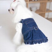 Animal de companie Toamnă Iarnă Drăguț Traction Fusta Denim Rochie Curea Rochie Animal de companie Îmbrăcăminte pentru câini Haine pentru câini de pluș pentru câini de talie mică