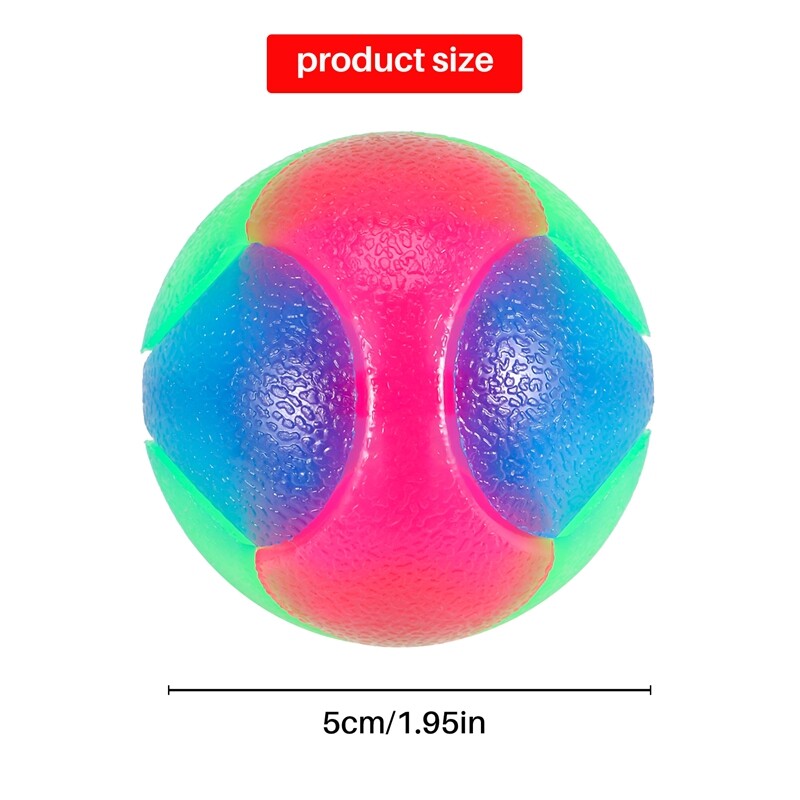 Mingi pentru câini luminoase Minge elastică intermitentă care strălucește în întuneric Jucării interactive pentru animale de companie pentru cățeluși, pisici, câini 2 inch (2x bile)