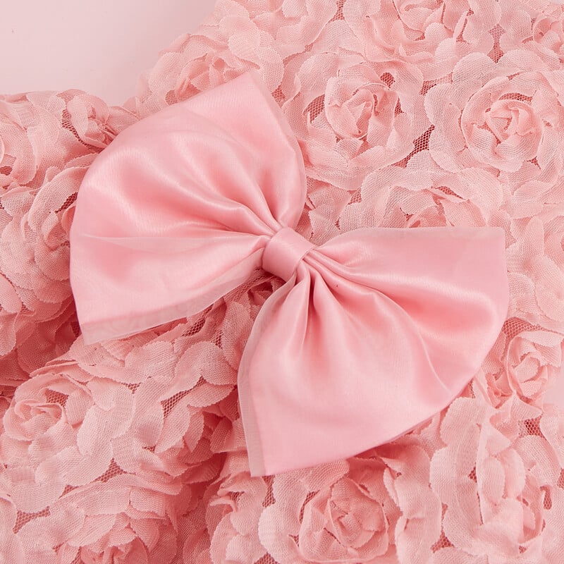 Šunų princesės suknelė siuvinėta gėlių gėlėmis, rožinės spalvos lankelis Princesės drabužiai šuniukų augintinio pavasario vasaros suknelės