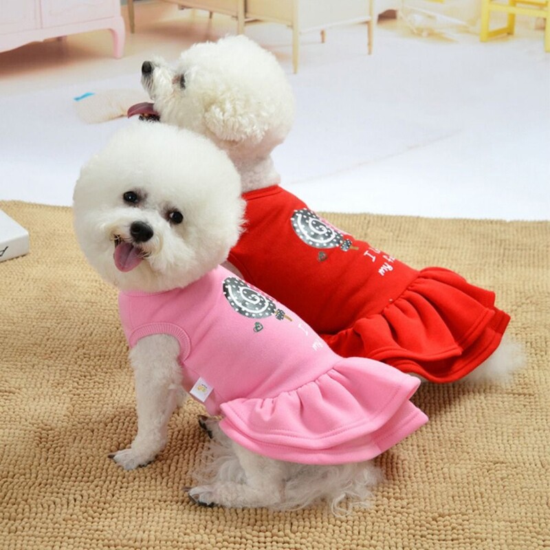 Laisvalaikio šunų suknelė Minkštas šunų sijonas megztinis Fleece Dog Saldus sijonas šunų liemenė Suknelė Patogus šunų princesės kostiumas Ruduo