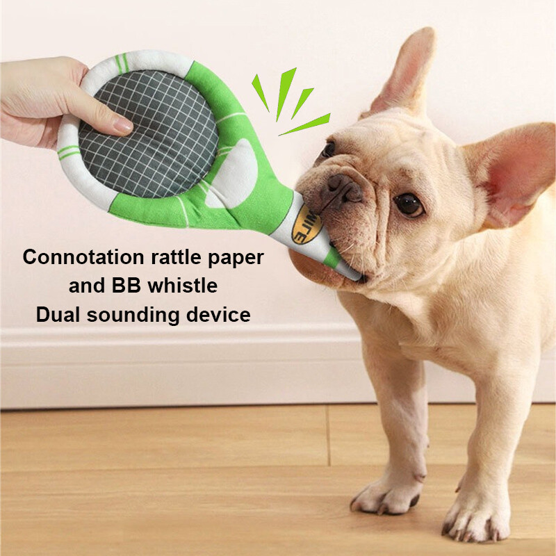Pliušiniai šunų žaisliniai teniso raketės naminiams gyvūnėliams skambantys žaislai mažiems, vidutiniams dideliems šunims, interaktyvūs, girgždantys šuniukai, kramtomieji žaislai naminiams gyvūnėliams