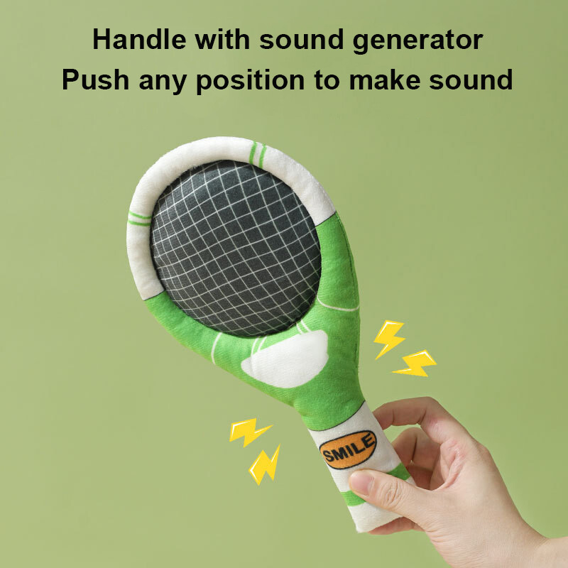 Pliušiniai šunų žaisliniai teniso raketės naminiams gyvūnėliams skambantys žaislai mažiems, vidutiniams dideliems šunims, interaktyvūs, girgždantys šuniukai, kramtomieji žaislai naminiams gyvūnėliams