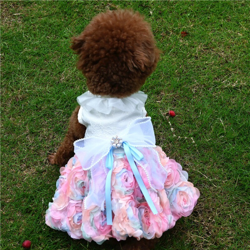 Novi kućni ljubimac Trodimenzionalna šifonska suknja s cvjetovima Proljeće Ljeto Odjeća za pse i mačke za kućne ljubimce Mali pas Teddy Bichon Pomeranian