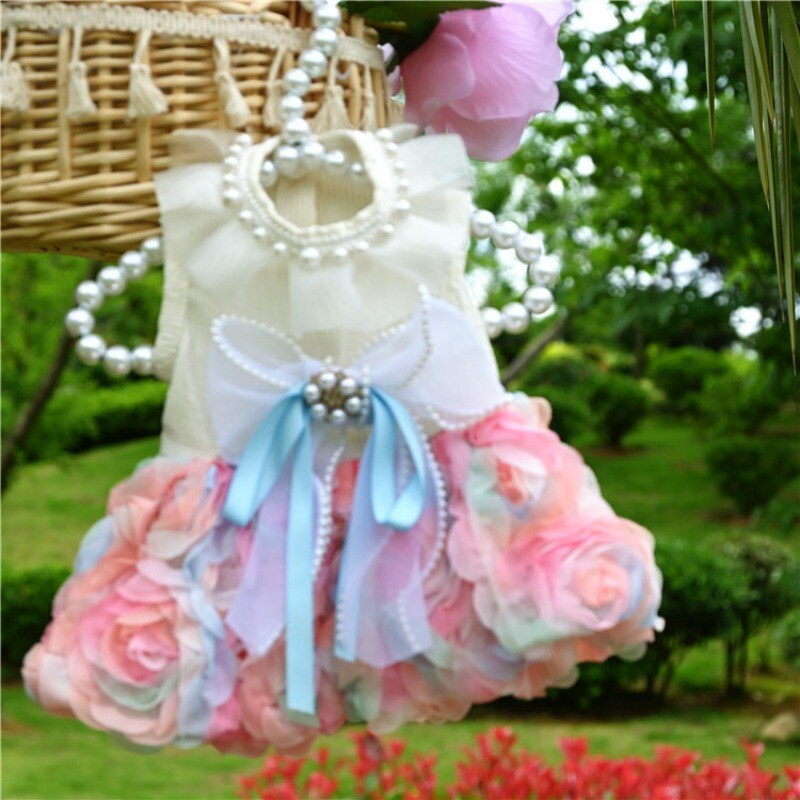 Novi kućni ljubimac Trodimenzionalna šifonska suknja s cvjetovima Proljeće Ljeto Odjeća za pse i mačke za kućne ljubimce Mali pas Teddy Bichon Pomeranian