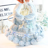 2024, noua rochie de toamna iarna, catifea incalzitoare, haine pentru animalele de companie, design Lolita roz, pentru caine mic, teddy