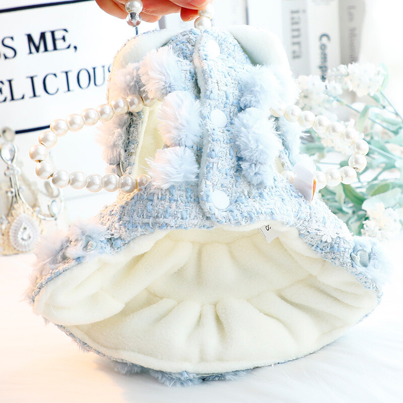 2024, noua rochie de toamna iarna, catifea incalzitoare, haine pentru animalele de companie, design Lolita roz, pentru caine mic, teddy