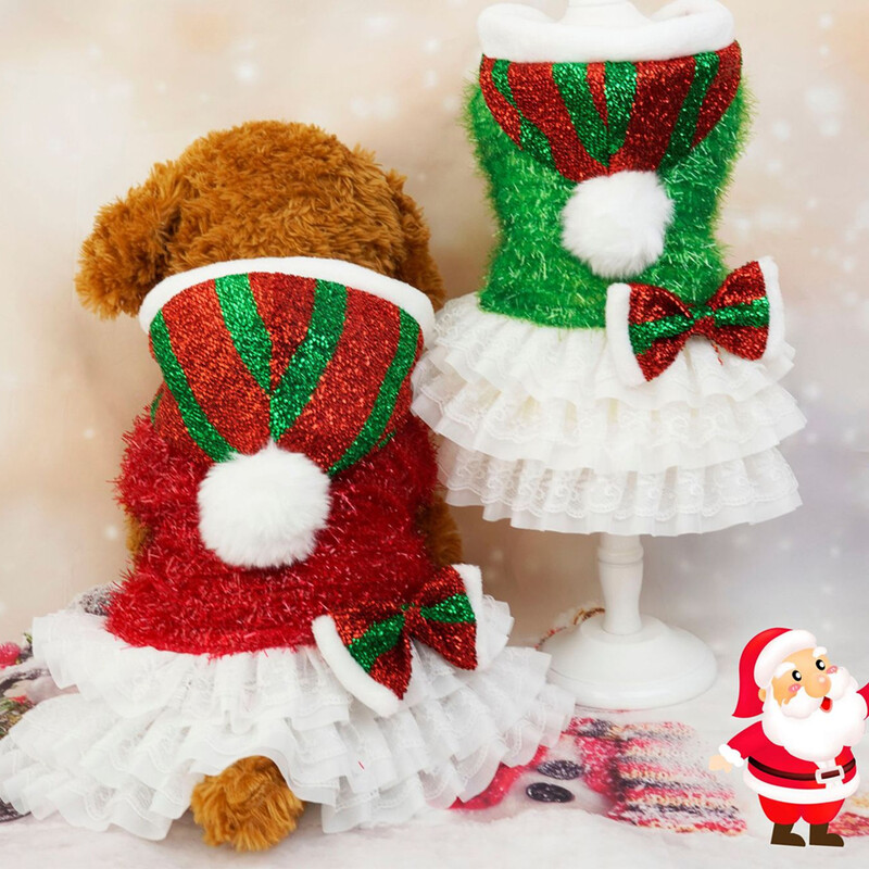Crăciun iarnă rochii pentru animale de companie haine pentru câini fustă caldă drăguță imprimată pentru cățeluș rochie pisică din bumbac pisoi câine îmbrăcăminte pentru animale de companie costum pisică