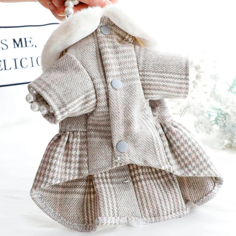 Rochii pentru câini în stil prințesă de toamnă și iarnă, fasole de ciocolată, fustă de lână pentru animale de companie, drăguț, câine de talie mică și mijlocie, fuste cățeluș