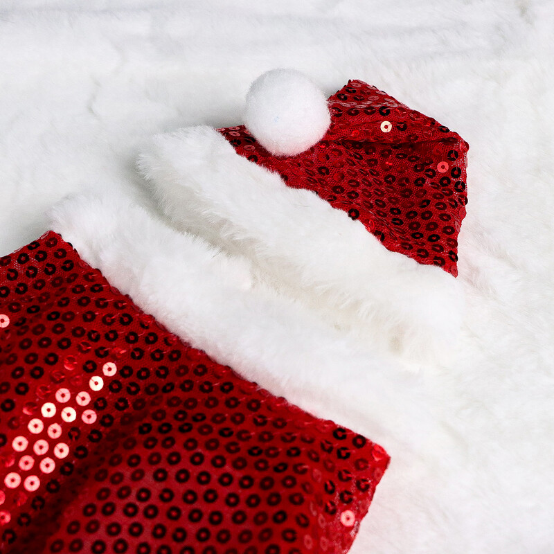 Set de 2 rochii de Crăciun pentru câini Rochie pentru cățeluș din catifea cu centură Paiete pentru cățeluș Haine neclare pentru câini Petrecere de Crăciun Pet Pisică Haine caldă A