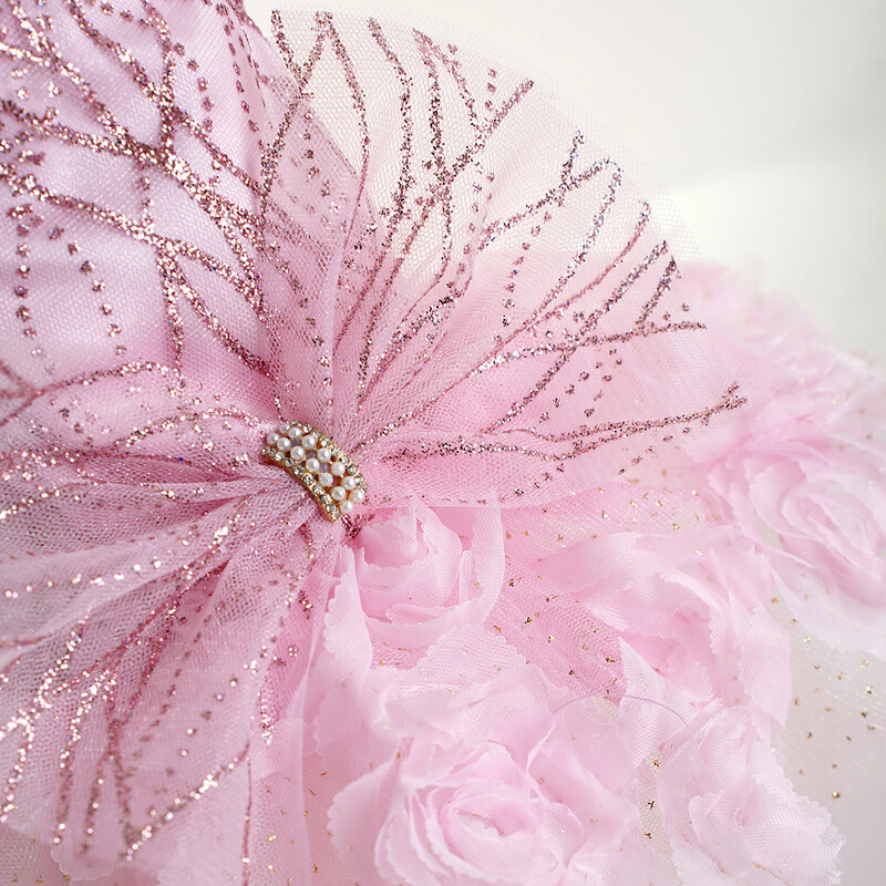 Elegantiškos vestuvinės suknelės naminiams gyvūnėliams Drabužiai šunims Madingi rožiniai blizgučiai Suknelės katėms Tvirtas lankelis Princesės princesės vestuvinės suknelės