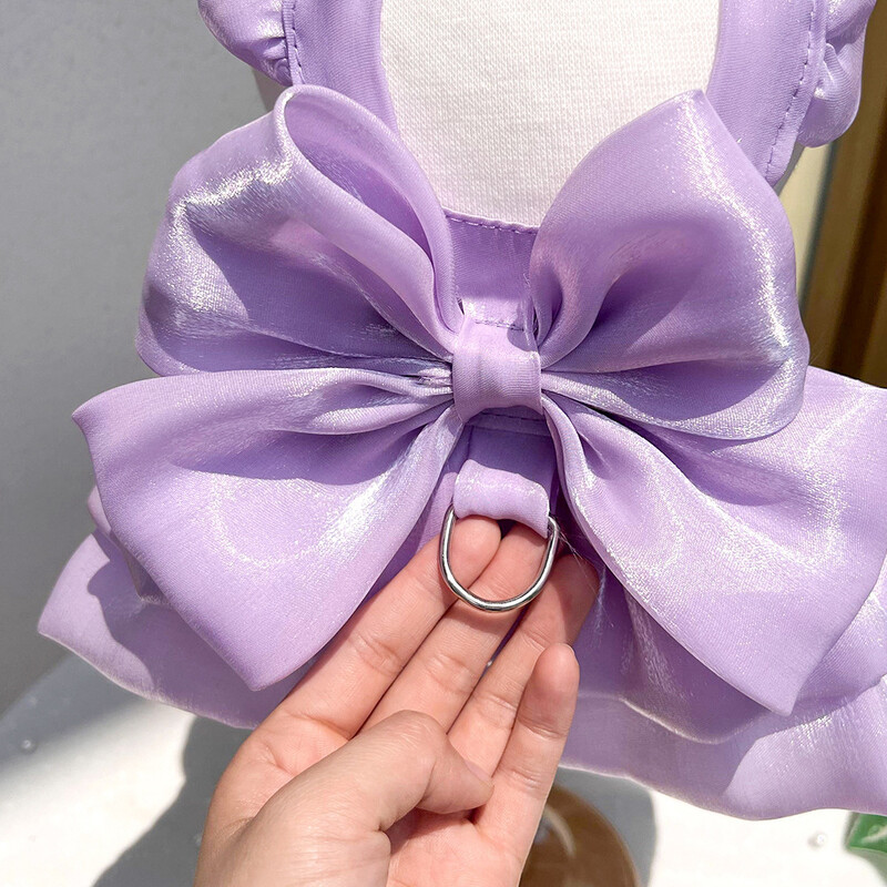 Rochie de petrecere de nuntă pentru animale de companie, fundă de culoare solidă, fustă din fire strălucitoare, pentru Midi, câini de talie mică, pisică, primăvară, vară, cățeluș, rochii mari, haine