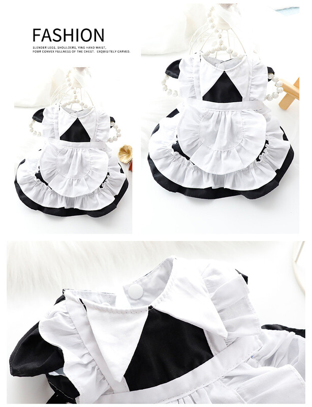 Juodos spalvos princesės suknelė šunims, Anime Tarnaitė, Lolita, Mažo šuns kostiumas, Vaikiškos suknelės vasarai, Madingi augintiniai