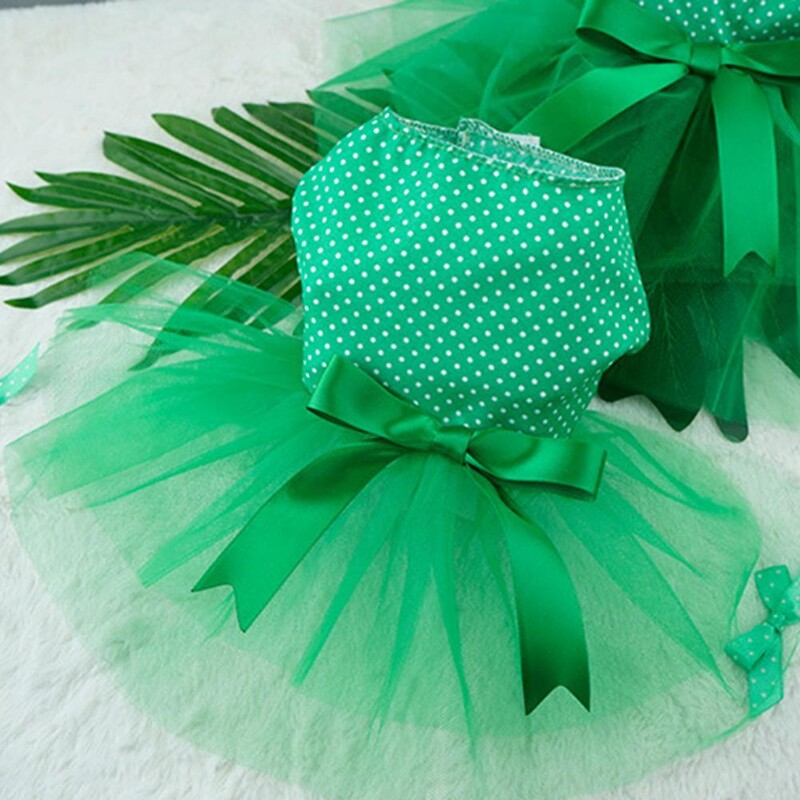 Vestuvinės šunų suknelės Žalios tiulio sijonai mažiems šunims Sweet Bowknot sijonas Vasarinė suknelė šunų drabužiai Čihuahua drabužiams