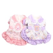 Princesės šunų katės šilta suknelė su nėriniais ir animacinio filmo dizaino šuniuko žieminio paltuko komplektas šunims, katėms