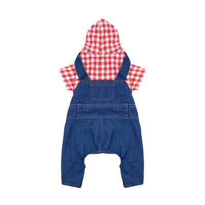 Drabužiai naminiams gyvūnėliams šunų katės dryžuotas languotas džinsinis kombinezonas, gobtuvai Naminio gyvūno kostiumas mažam ir vidutiniam šuniui čihuahua prancūzų buldogo šuniuko drabužiai