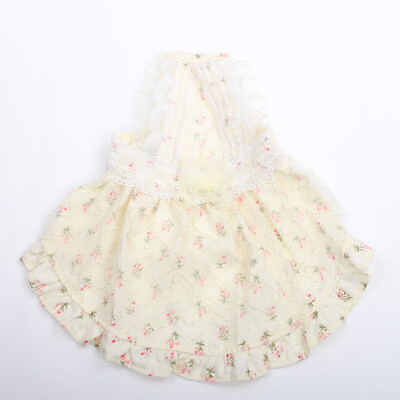 Princesės šunų suknelė su gėlėmis ir gėlėmis naminių šuniukų pavasario/vasaros drabužiai
