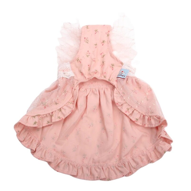 Princesės šunų suknelė su gėlėmis ir gėlėmis naminių šuniukų pavasario/vasaros drabužiai