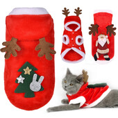 Haine pentru pisici Îmbrăcăminte de Moș Crăciun Haine pentru cățeluș Haine pentru pisicuțe Haine pentru câini cu glugă Călduță Accesorii pentru îmbrăcăminte Costum de Crăciun pentru animale de companie