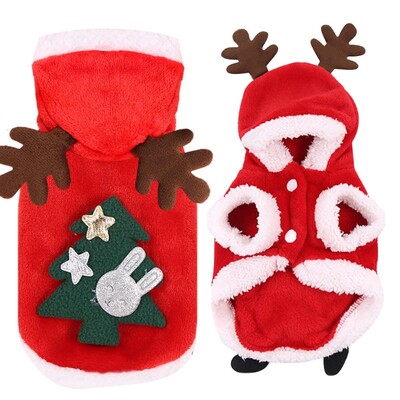 Haine pentru pisici Îmbrăcăminte de Moș Crăciun Haine pentru cățeluș Haine pentru pisicuțe Haine pentru câini cu glugă Călduță Accesorii pentru îmbrăcăminte Costum de Crăciun pentru animale de companie