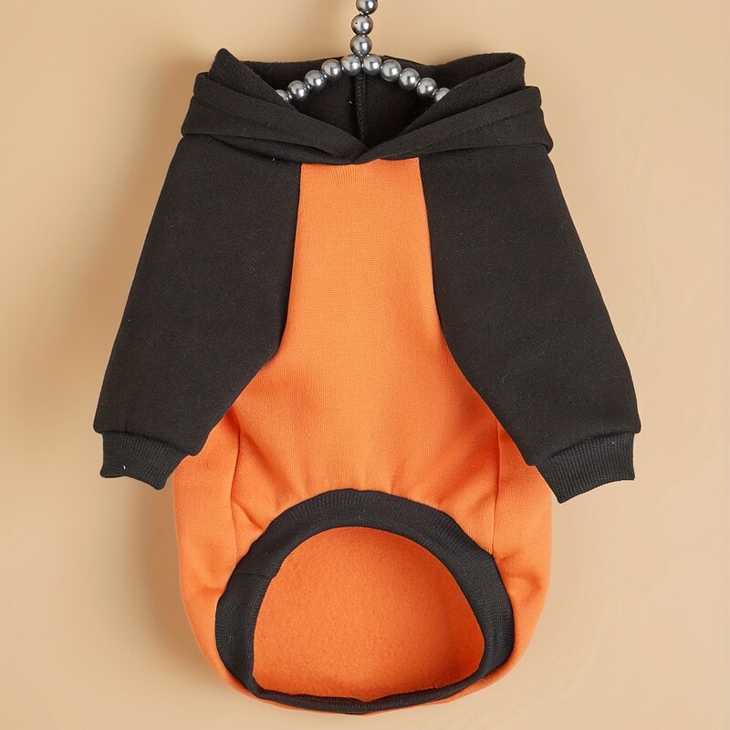 Mājdzīvnieku drēbes suņu kaķu sporta krekls ar kapuci ar samta siltu un ērtu melnu un oranžu raibuma apģērbu ar apdrukām pelēks vienkāršs