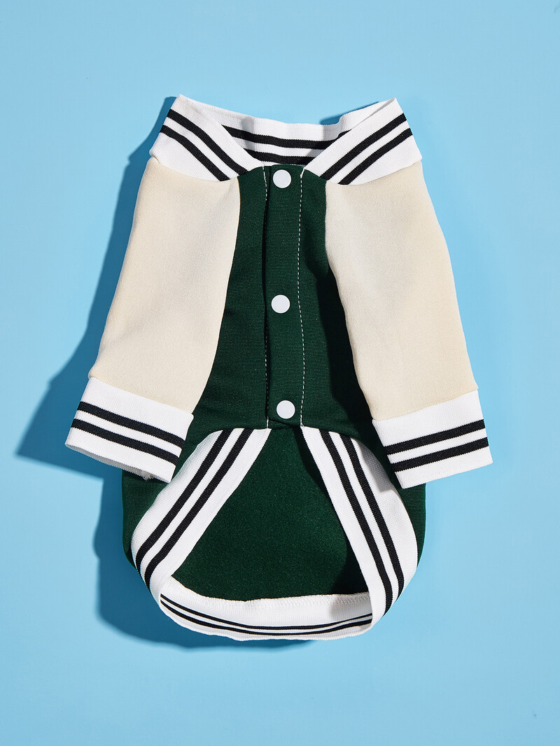 Mājdzīvnieku drēbes suņu kaķu jaka siltas un ērtas drēbes ar Eifeļa torņa apdruku zaļā aprikožu savārstījumā jauns stils