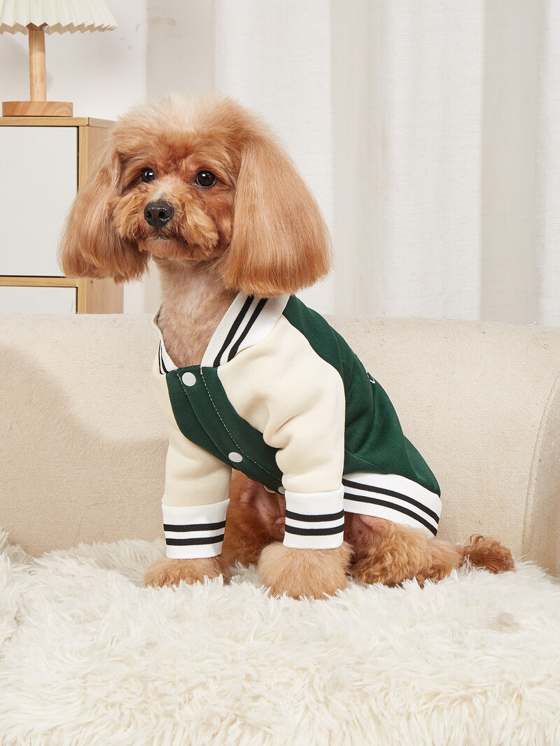 Mājdzīvnieku drēbes suņu kaķu jaka siltas un ērtas drēbes ar Eifeļa torņa apdruku zaļā aprikožu savārstījumā jauns stils