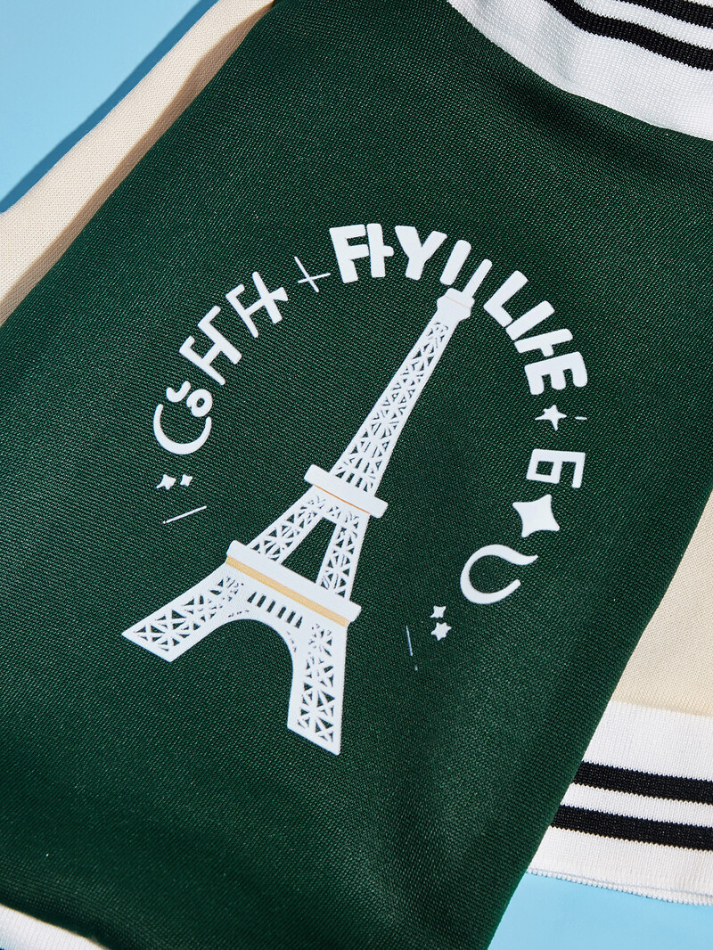 Mājdzīvnieku drēbes suņu kaķu jaka siltas un ērtas drēbes ar Eifeļa torņa apdruku zaļā aprikožu savārstījumā jauns stils