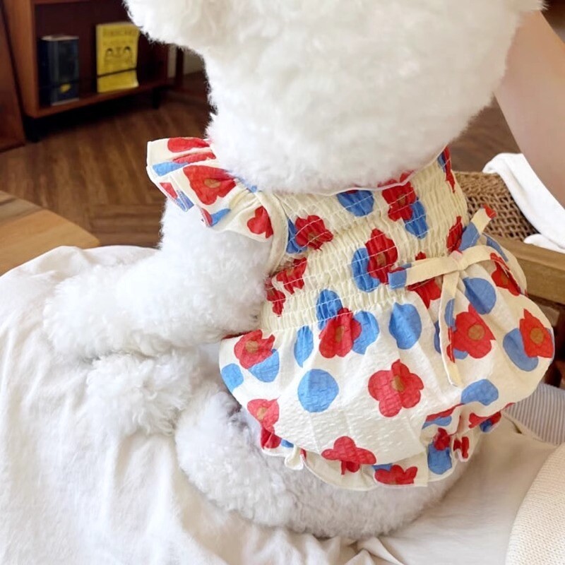 Rochie pentru câini Haine florale de vară pentru câini Rochii de prințesă pentru câini drăguț pisică Chihuahua Bulldog francez Bichon Costum pentru câine pentru fete Fusta pentru animale de companie