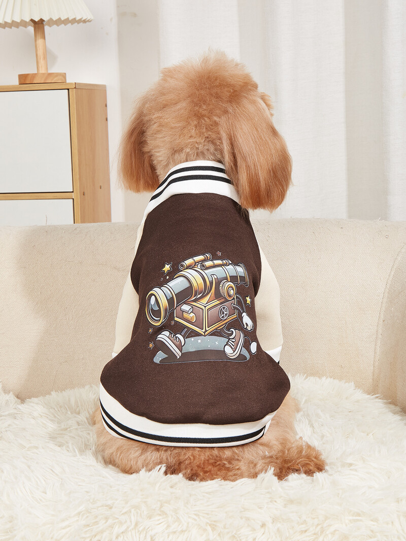 Kisállat ruhák kutya macska kabát meleg és kényelmes ruhák ígéretes teleszkóp nyomat barna sárgabarack varrás új stílus