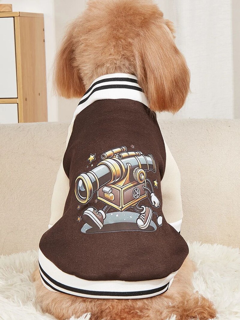 Kisállat ruhák kutya macska kabát meleg és kényelmes ruhák ígéretes teleszkóp nyomat barna sárgabarack varrás új stílus