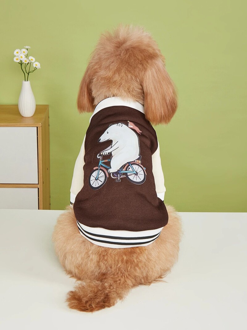 Mājdzīvnieku drēbes suņu kaķu jaka siltas un ērtas drēbes ar polārlāča velo apdruku jauns