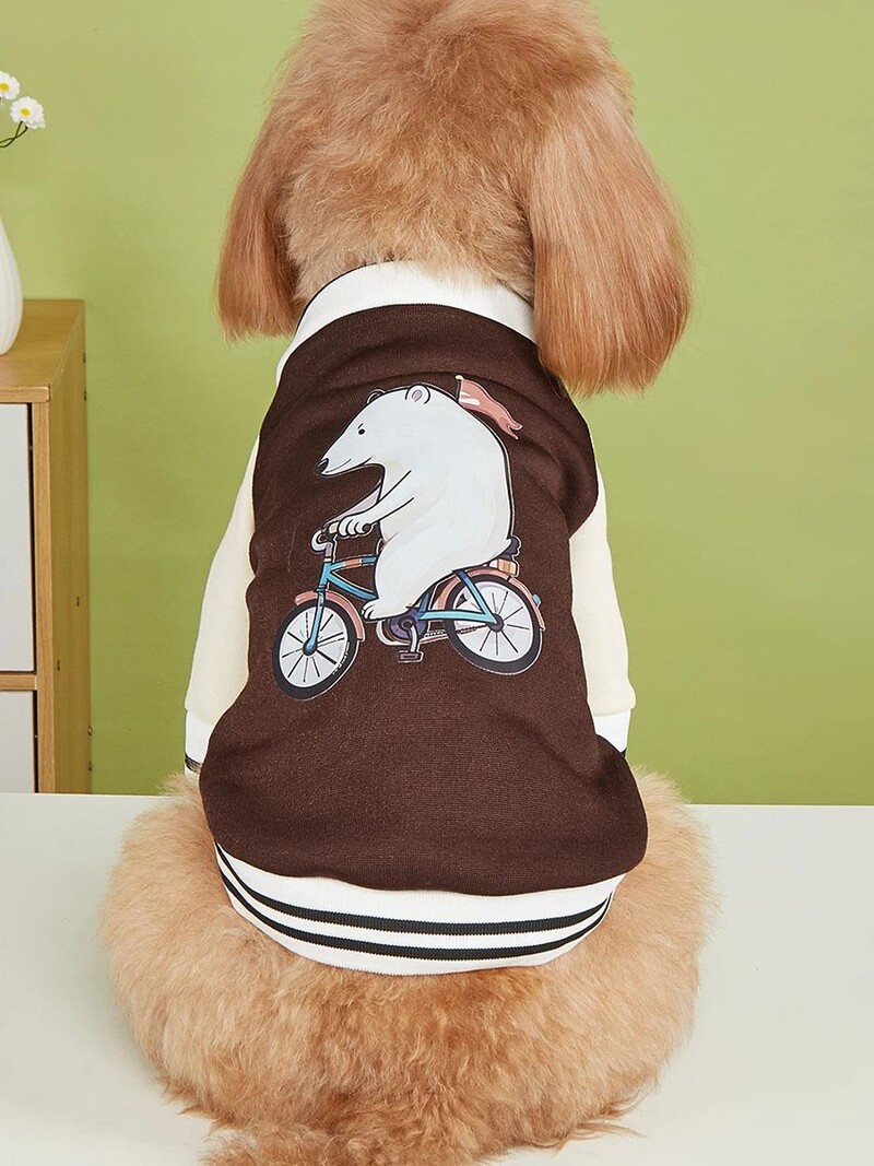 Mājdzīvnieku drēbes suņu kaķu jaka siltas un ērtas drēbes ar polārlāča velo apdruku jauns