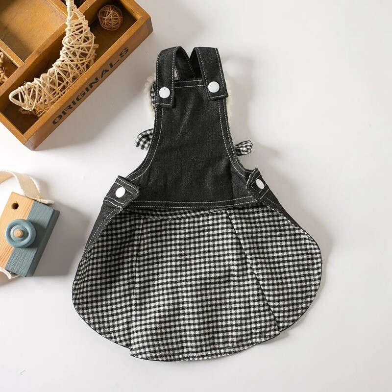 Fusta pentru câini din blugi pentru animale de companie Fusta cu curea retro Love Denim Rochii pentru cățeluși Set cupluri Îmbrăcăminte pentru pisici Rochii pentru câini pentru câini de talie mică