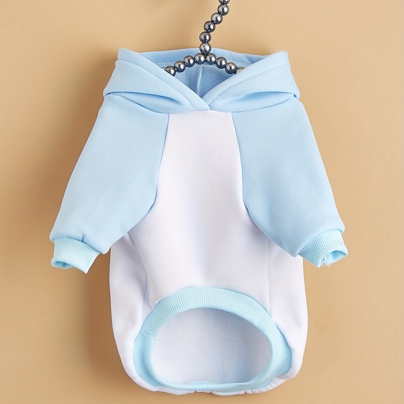 Mājdzīvnieku drēbes suņu kaķu sporta krekls ar kapuci ar samta siltu un ērtu zili baltu paneļu apģērbu ar medūzu apdruku vienkāršs