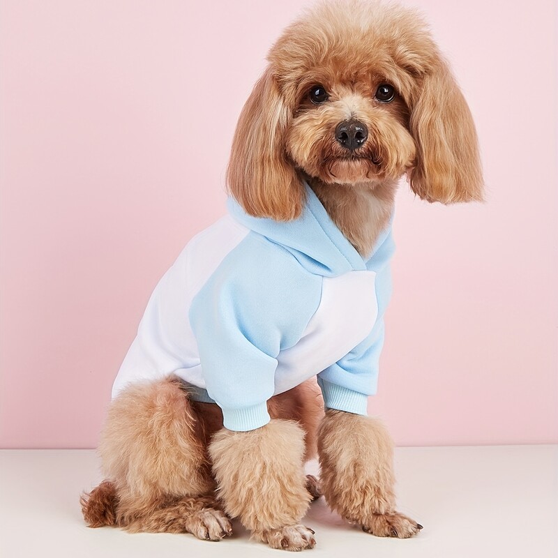 Mājdzīvnieku drēbes suņu kaķu sporta krekls ar kapuci ar samta siltu un ērtu zili baltu paneļu apģērbu ar medūzu apdruku vienkāršs