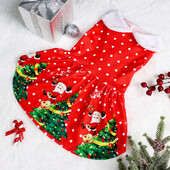 Kalėdų atostogų šunų taškelių suknelės šuniuko suknelė su Kalėdų seneliu ir briedžiu marginti šuniuko drabužiai Kalėdų eglutė šuniukas Kalėdos