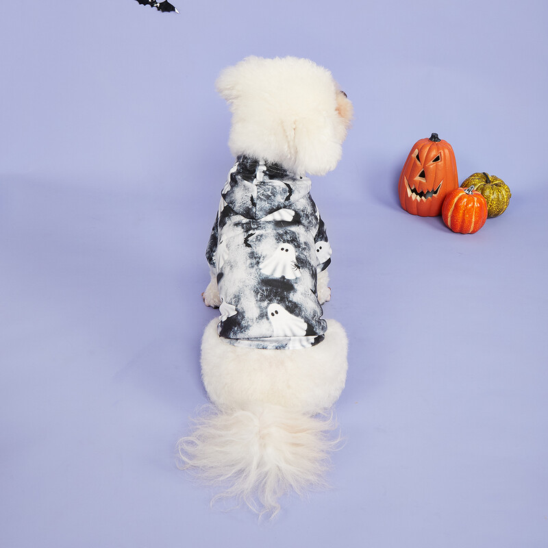 Haine pentru câini Cămăși de Halloween Câine Cățeluș Cool Ghost Model Hanorac Haine pentru câini Hanorace pentru câini Îmbrăcăminte pentru animale de companie Gât rotic Cățeluș pentru D