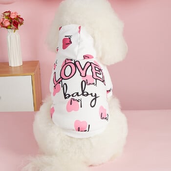 Love Baby Print Designer Dog Hoddie Valentine Пуловери Меки еластични кучешки тениски Дрехи за кучета