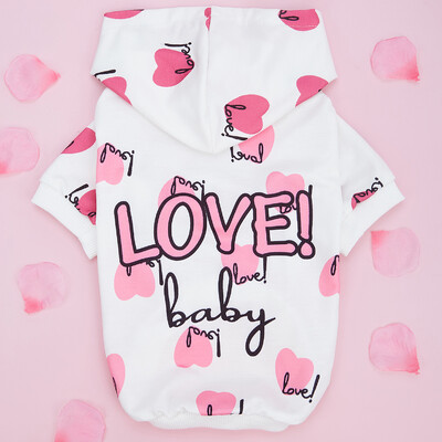 Love Baby Print Designer Dog Hoddie Valentino megztiniai Minkšti tamprūs šunų marškinėliai Šunų drabužiai
